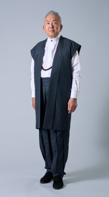 [2023 Spring/Summer Recommendation] Oshima Tsumugi Vest & Pants Set (with High-Quality Mandarin Collar Shirt) - Navy