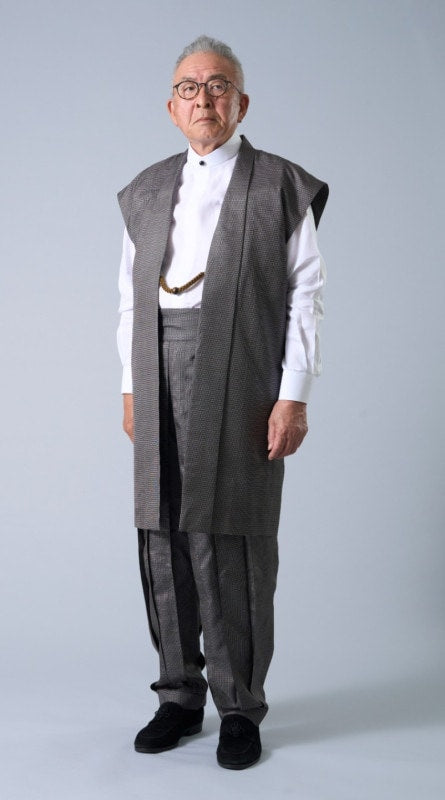 [2023 Spring/Summer Recommendation] Oshima Tsumugi Vest + Pants Set (with Luxury Stand-Collar Shirt) Brown