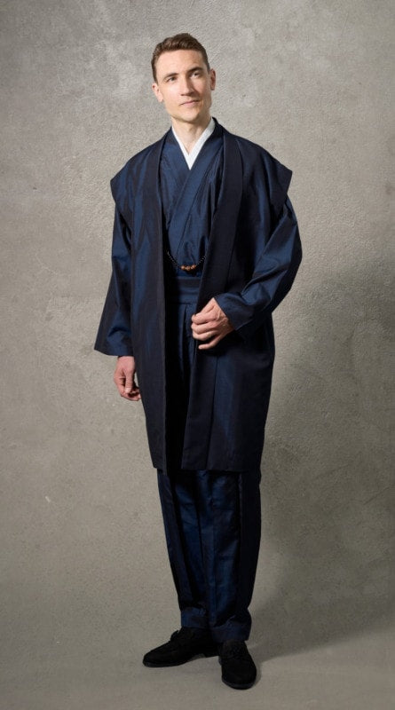 [Kimono Suit] Custom-made Pure Silk_Navy Blue