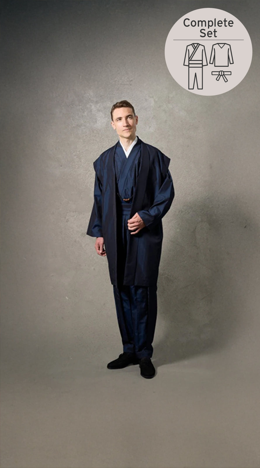 [Complete Set] [Kimono Suit MON] Custom-made Pure silk_Navy blue