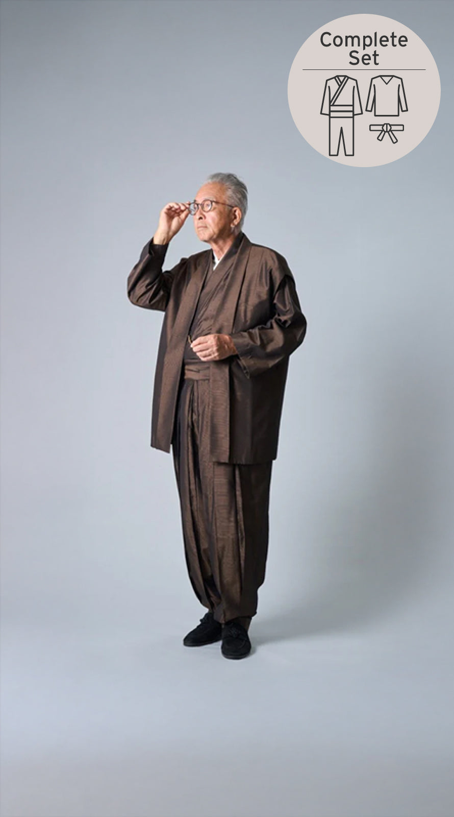 [Complete Set] [Kimono Suit MON] Custom-made Pure silk_Brown