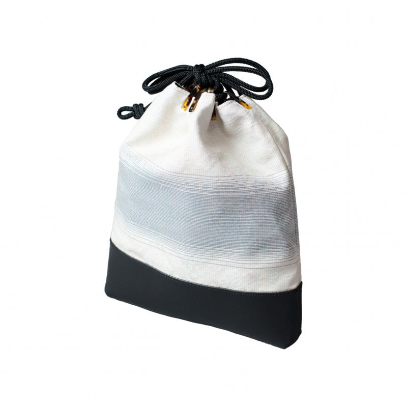 [Bag] White Leather Kinchaku Bag