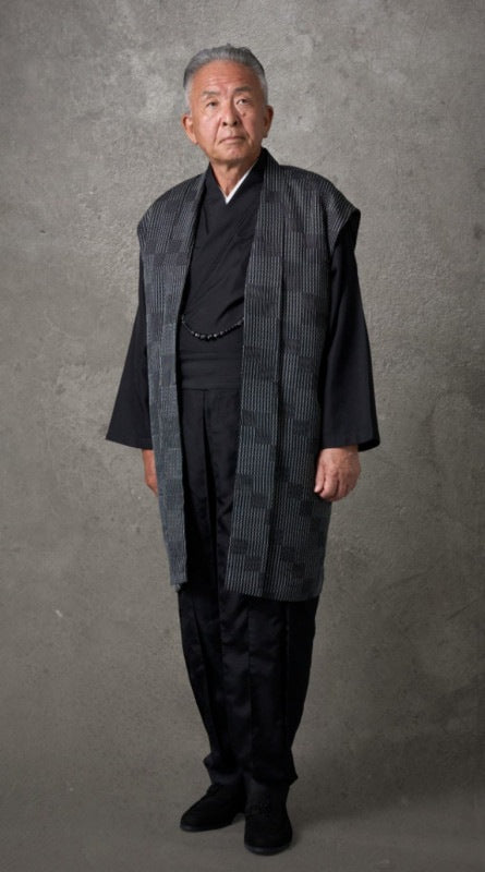 [Nishijin Omeshi Kimono Suit]  Mojiri-ori Checkerboard Pattern/Black