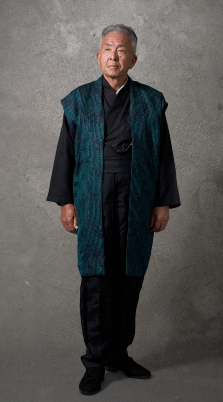 [Nishijin Omeshi Kimono Suit] Moziri Weave Checkered Pattern/Green