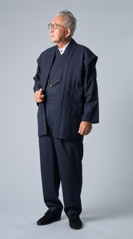 [Autumn/Winter 2023] Tropical Wool Kimono Suit_Navy Stripe