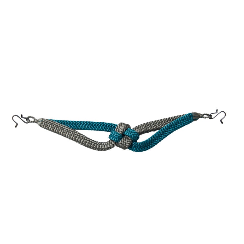 [Haorihimo] Flat Tang Leaf Knot <Gray & Aquamarine>