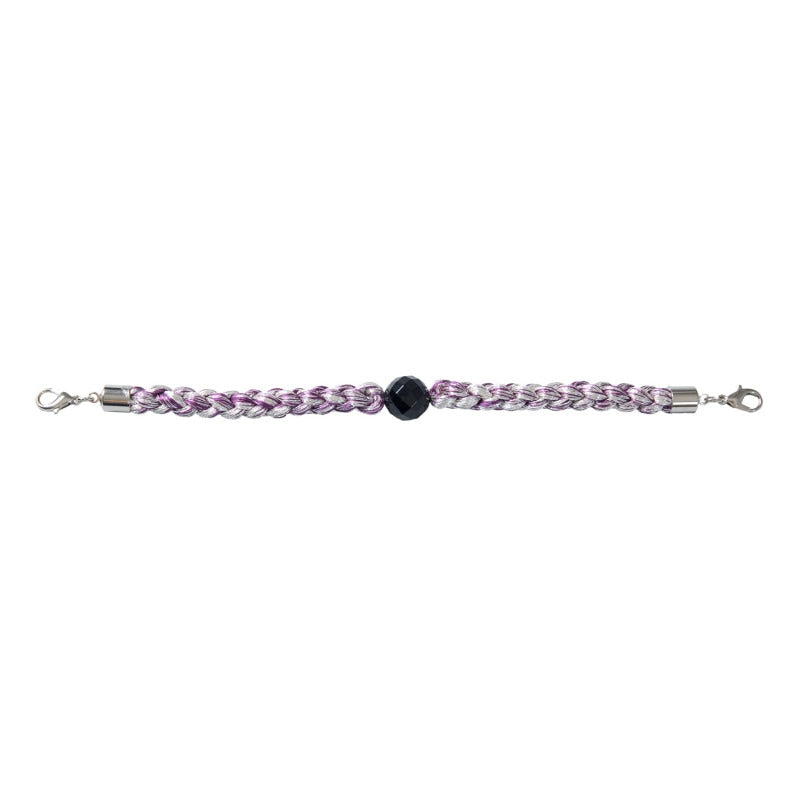 [Haori Himo] Braided Cord Bead <Silver Purple with Onyx>