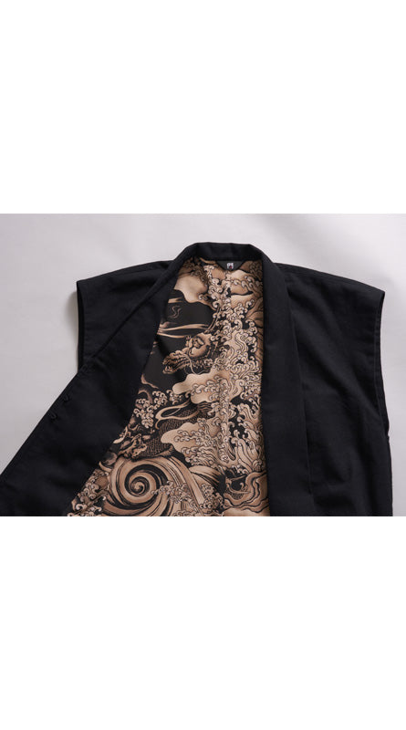 [Kimono Suit MON] Cotton Black Straight (Bugen-1)