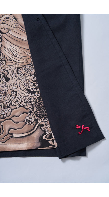 [Kimono Suit MON] Cotton Black Straight (Bugen-1)