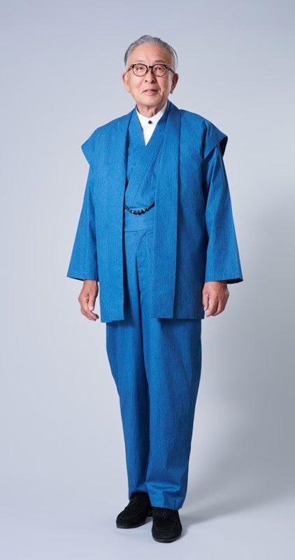 [Kimono Suit MON]Cotton MON Vintage style (blue)