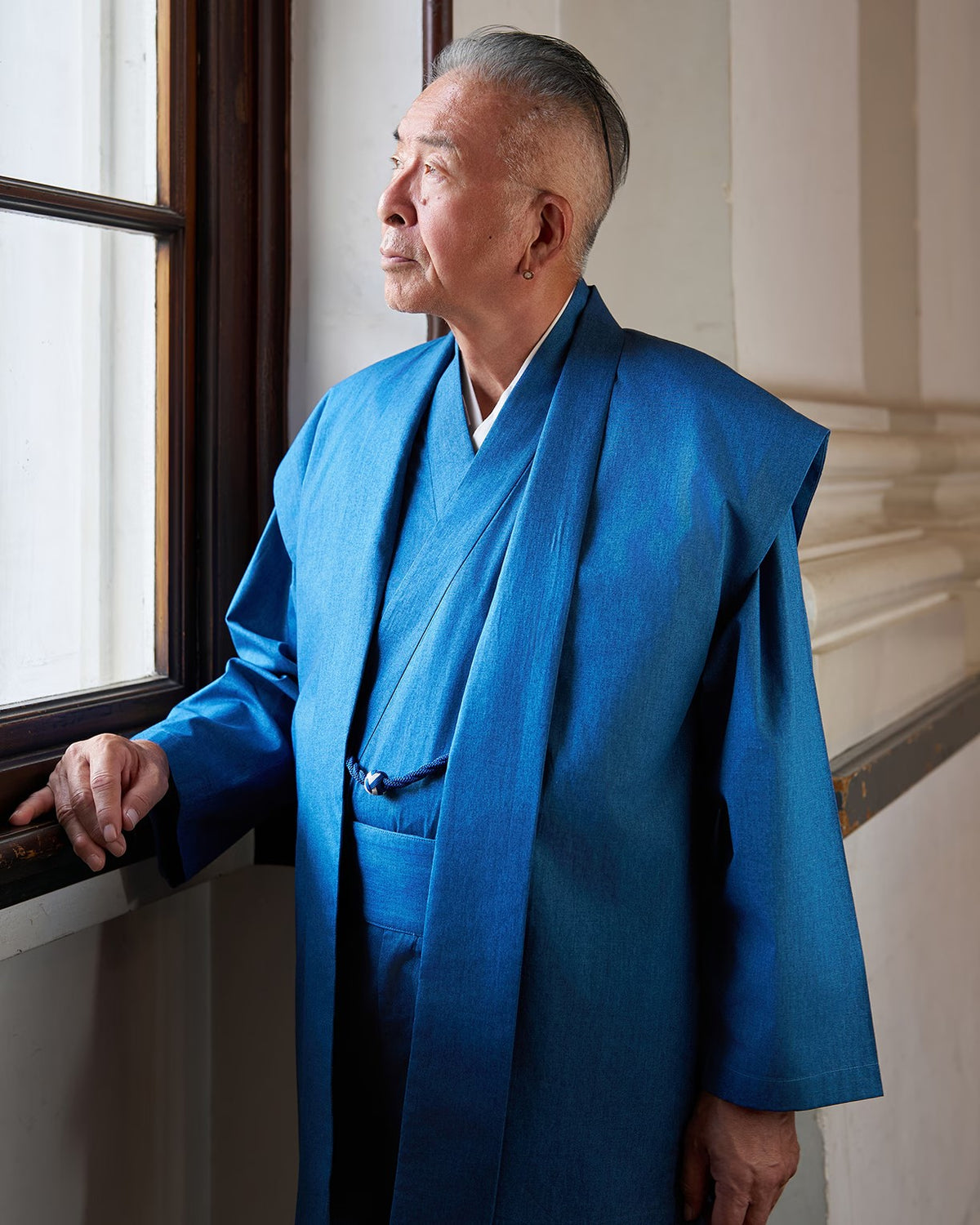 [Kimono Suit MON]Cotton MON Vintage style (blue)