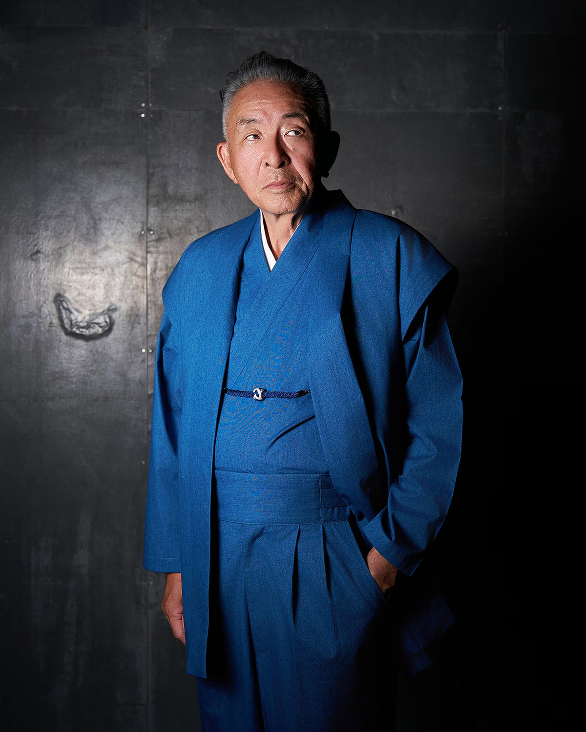 [Kimono Suit MON]Cotton MON Vintage style (blue)