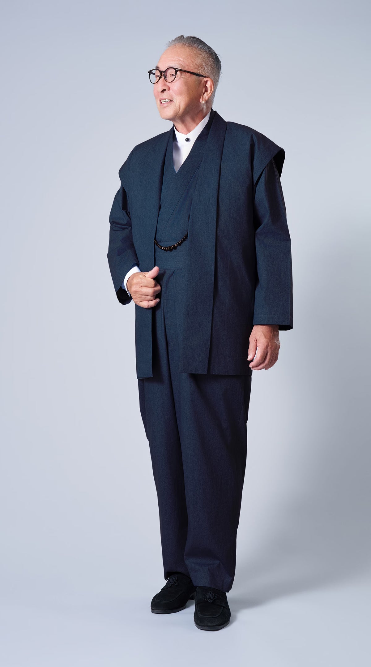 [Kimono Suit MON]Cotton MON Vintage style (navy)