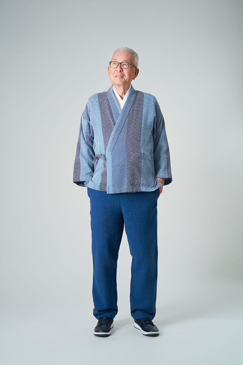 [Samue KIARA] Katsuo-jima sashiko Samue / Cross pattern(Juji tsunagi-gara)