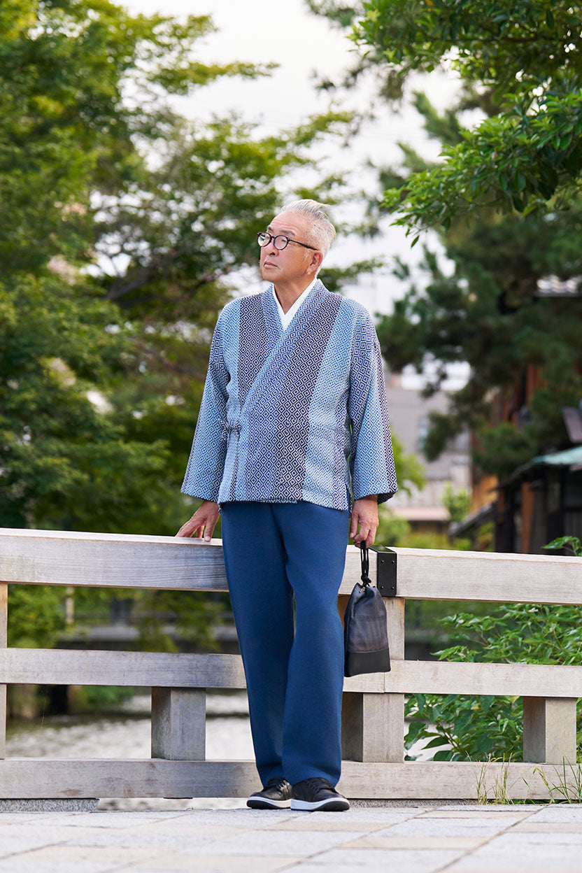 [Samue KIARA] Katsuo-jima sashiko Samue / Cross pattern(Juji tsunagi-gara)