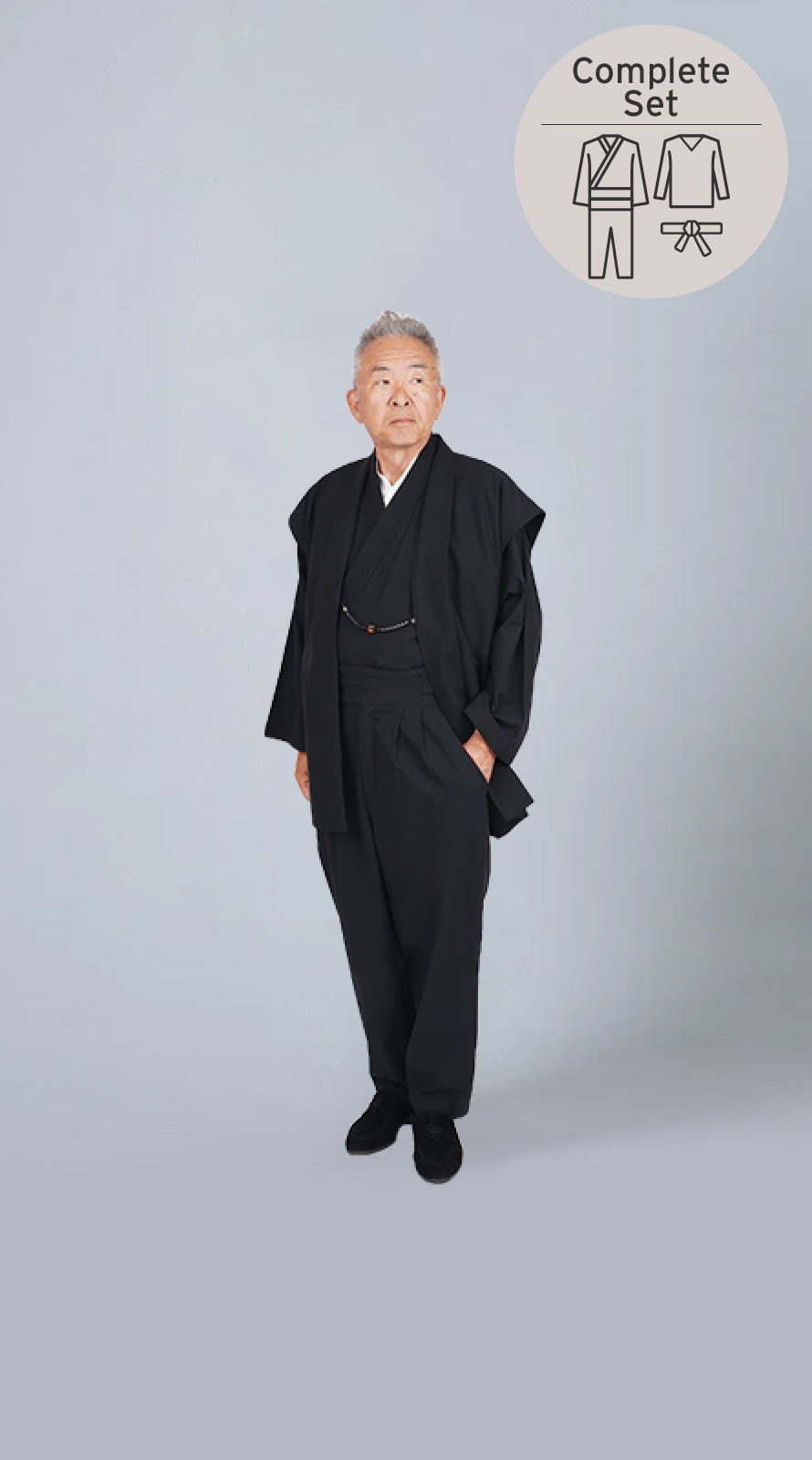 [Complete Set] [Kimono Suit MON]  Bugen-1 Cotton Black (Okaju Cloud Dragon)