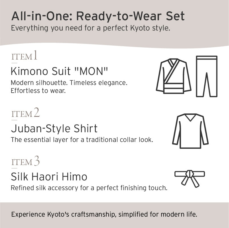 [Complete Set] [Kimono Suit MON] Cotton Black Straight (Bugen-1)