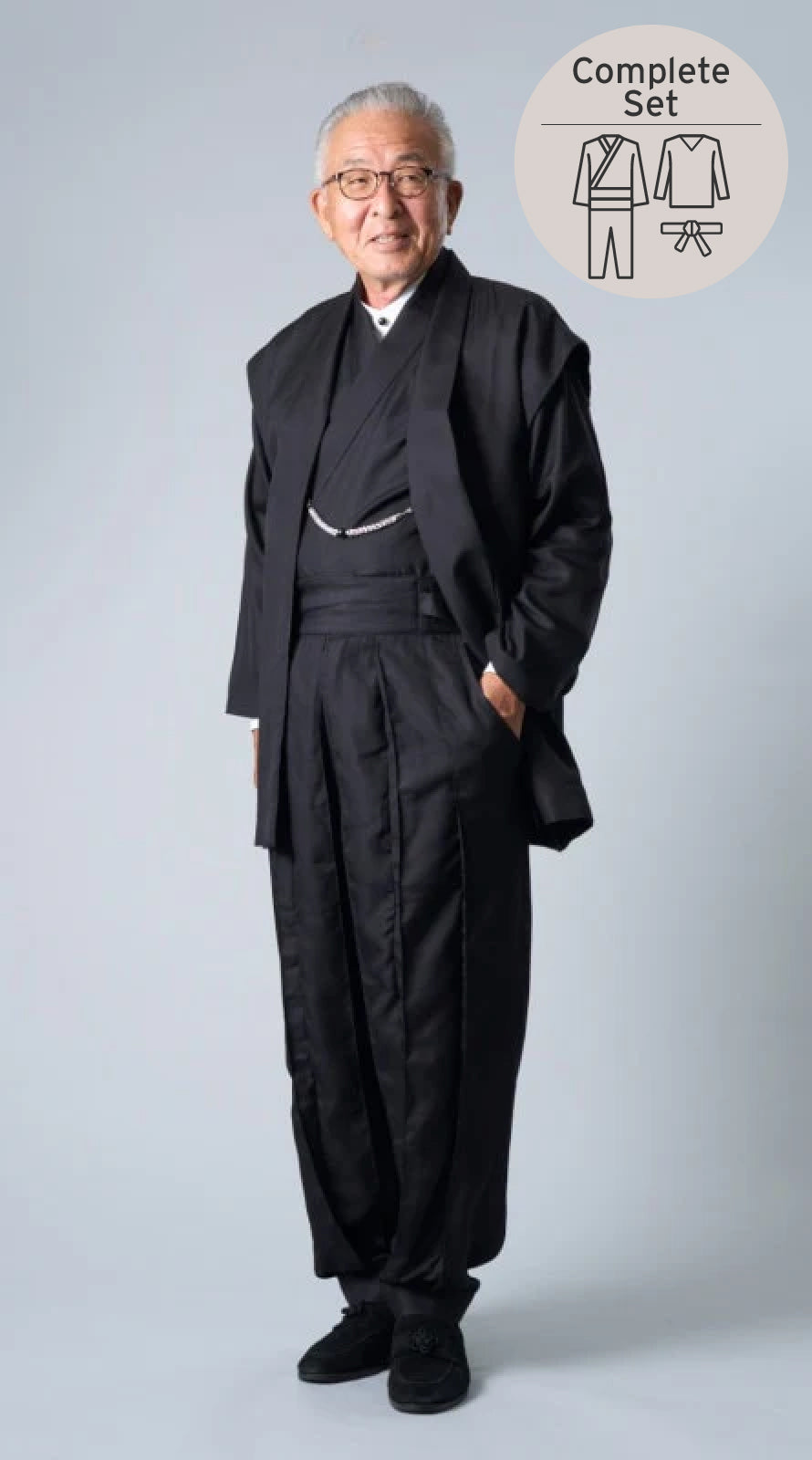 [Complete Set] [Kimono Suit MON] Custom-made Pure Silk_Black